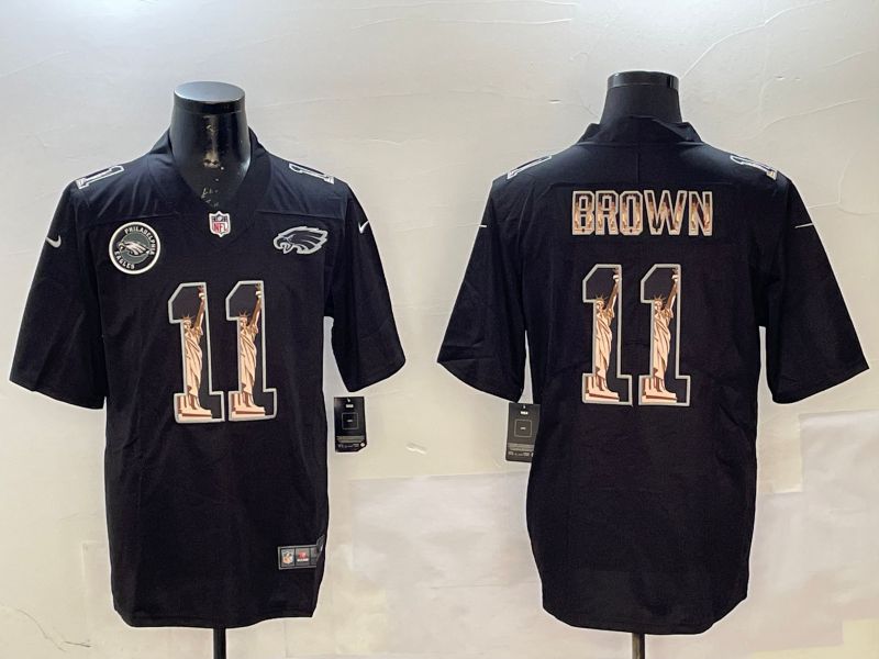 Men Philadelphia Eagles #11 Brown Black Lord goddess 2025 Nike Vapor Limited NFL Jersey style 3